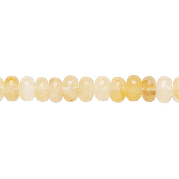 Bead, yellow iron quartz (natural), 6x3mm-7x4mm hand-cut rondelle, B grade, Mohs hardness 7. Sold per 14-inch strand, approximately 90 beads. image number 0