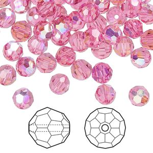 Bead 360pk rose AB, Swarovski® 6mm round 5000
