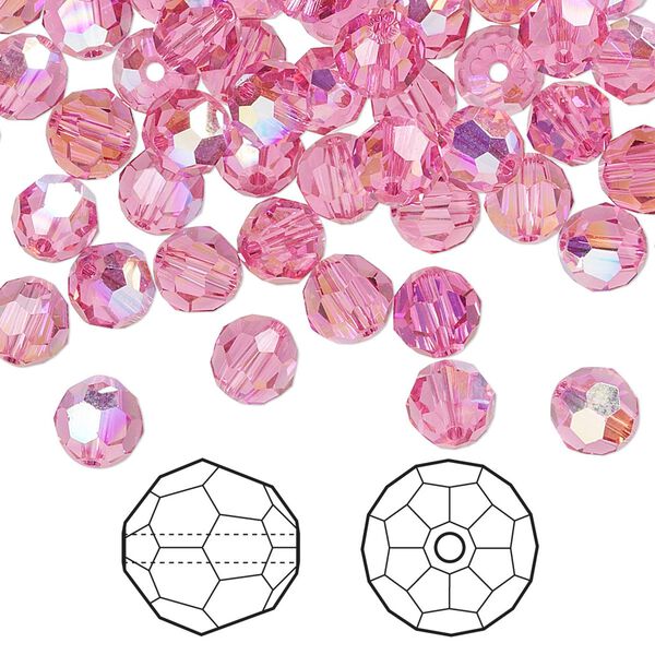 Bead 360pk rose AB, Swarovski® 6mm round 5000 image number 0
