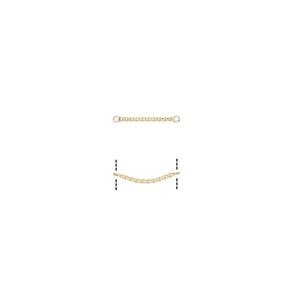 Link, gold-plated brass, 20x3mm twisted curved bar. Sold per pkg of 50. image number 0