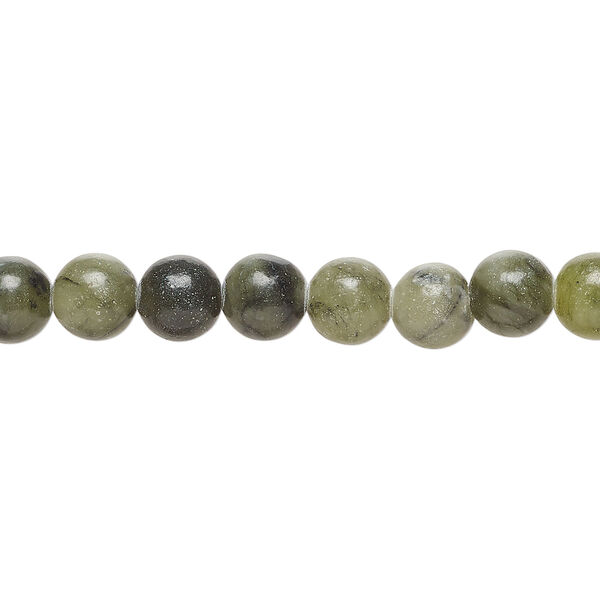 Russian serpentine 1pkg1, round bead natural, 15 inch 6-7mm image number 0
