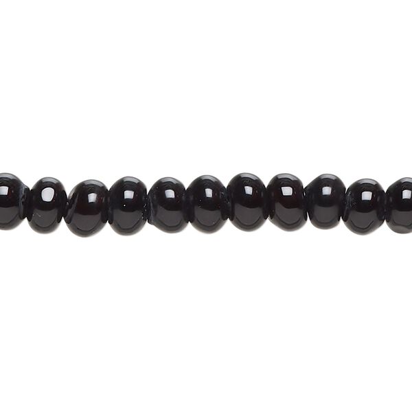 Bead, black onyx (dyed), 6x3mm-6x4mm rondelle, C grade, Mohs hardness 6-1/2 to 7. Sold per 15-inch strand. image number 0