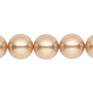 Pearl 100pk bright gold, Swarovski® 12mm round 5810