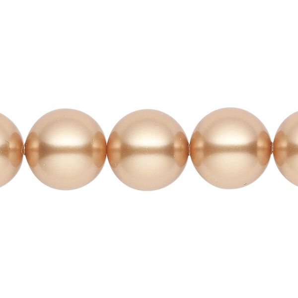 Pearl 100pk bright gold, Swarovski® 12mm round 5810 image number 0