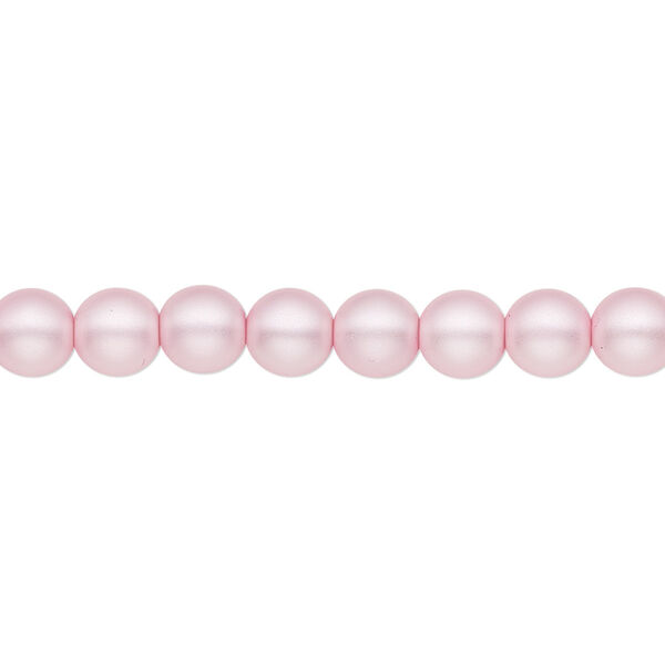 Bead, Czech pearl-coated glass druk, opaque matte light pink, 6mm round. Sold per 15-1/2" to 16" strand. image number 0