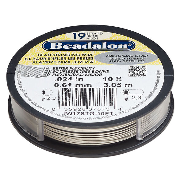 Wire, Beadalon®, sterling silver and nylon, pkg/10-foot spool, 0.24-inch, 19-strand. image number 0