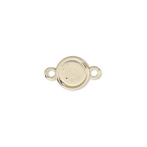 Link, Almost Instant Jewelry®, gold-plated "pewter" (zinc-based alloy), 10.5mm flat round with SS40 rose setting. Sold per pkg of 2.