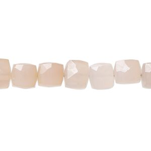 Peach chalcedony / pink chalcedony 1pkg1, hand-cut faceted cube bead 8 inch 6-7mm