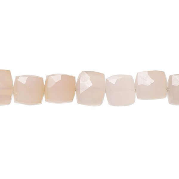 Peach chalcedony / pink chalcedony 1pkg1, hand-cut faceted cube bead 8 inch 6-7mm image number 0