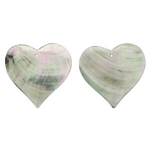 Focal, black lip shell (natural), 32mm hand-cut top-drilled single-sided heart, Mohs hardness 3-1/2. Sold per pkg of 2.
