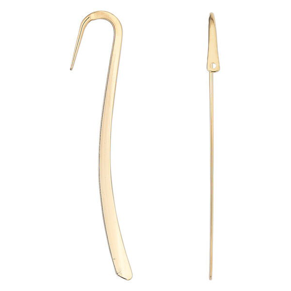 Bookmark, gold-plated steel, 3-3/8 inches long with 1.5mm hole. Sold per pkg of 12. image number 0