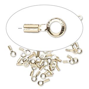 Crimp end, 14Kt gold-filled, 3x1mm tube with loop, 0.4mm inside diameter. Sold per pkg of 10.