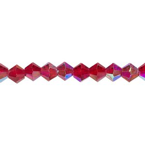 Bead 1pk 32 facets burgundy AB, Celestial Crystal® 6mm bicone 15.5-16 inch