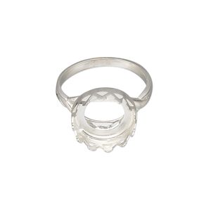 Ring, sterling silver, 13mm wide with 12mm round cabochon bezel setting, size 7. Sold individually.