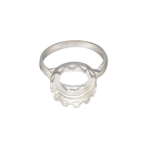 Ring, sterling silver, 13mm wide with 12mm round cabochon bezel setting, size 7. Sold individually. image number 0