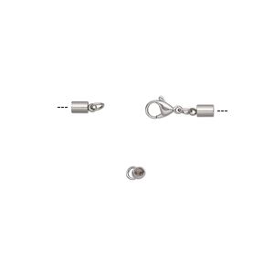 Clasp lobster claw 1pkg1, 32x7.5mm / fits 2.5mm cord, stainless steel 1-strand