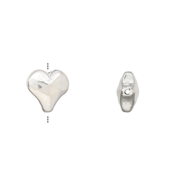 Bead, JBB Findings, sterling silver, electroformed, 12x11.5mm heart. Sold individually. image number 0
