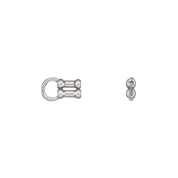 Crimp end, JBB Findings, antiqued sterling silver, 10x6mm 2 strand, 0.9mm inside diameter. Sold per pkg of 2. image number 0