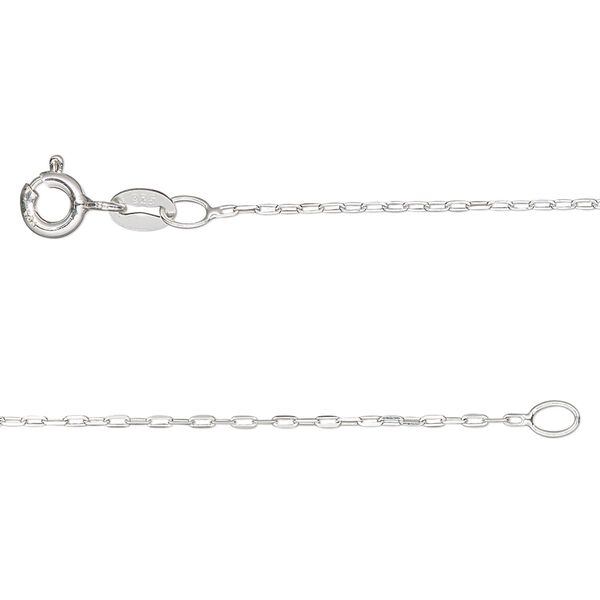 Chain, Gossamer™, sterling silver, pkg/14 inches with springring clasp, 0.9mm cable. image number 0