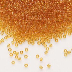 Seed bead, Dyna-Mites™, glass, pkg/40g, #11 round, transparent amber yellow, (1 11/0 RR).