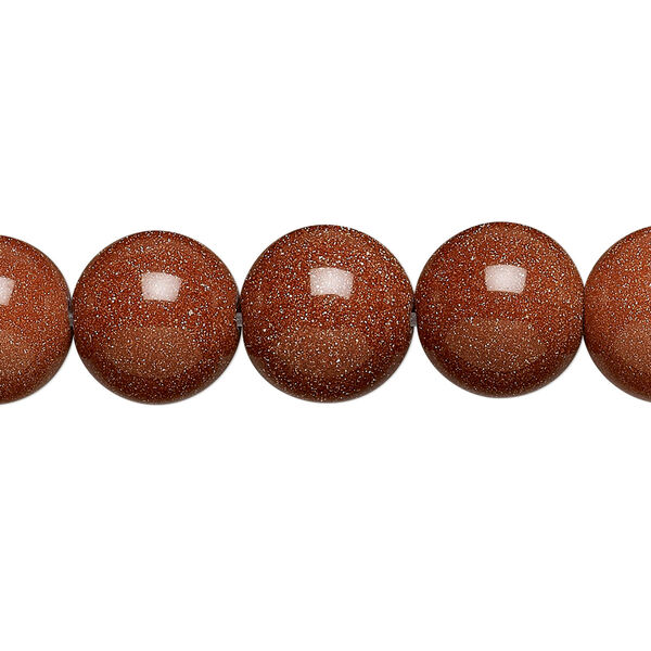 Bead, brown goldstone (glass) (man-made), 12mm round. Sold per 15-1/2" to 16" strand. image number 0