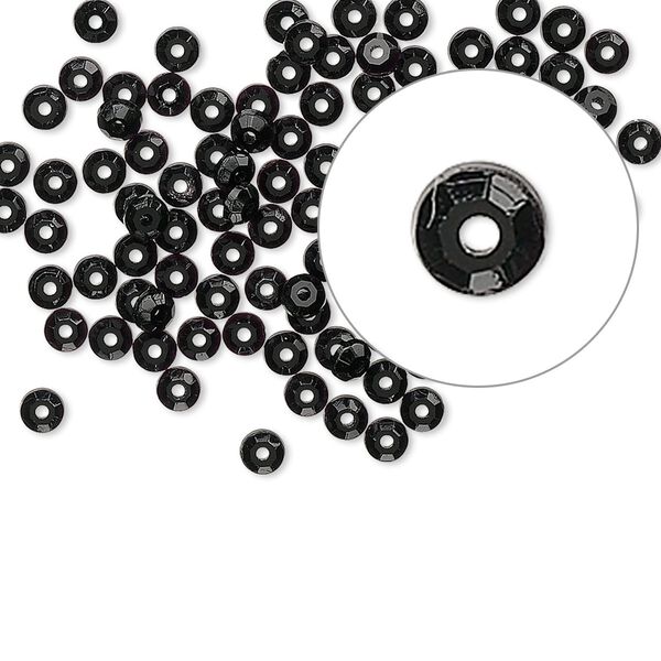 Flat back, Czech glass rhinestone, jet, 3-3.2mm round Loch Rosen, SS12. Sold per pkg of 144 (1 gross). image number 0