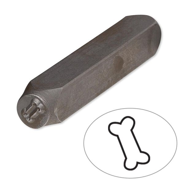 Stamp punch, tempered chrome vanadium steel, 5.5x3mm dog bone, 2-3/4 x 3/8 inches. Sold individually. image number 0