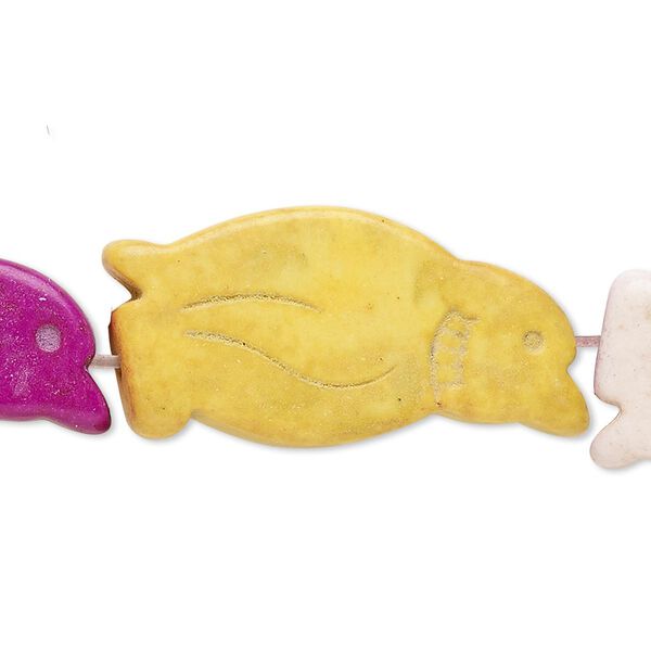 Bead, "howlite" (resin) (imitation), mixed colors, 34x16mm-35x17mm flat penguin. Sold per 8-inch strand. image number 0