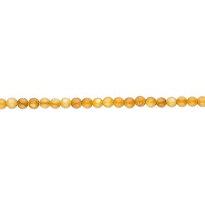 Bead, mother-of-pearl shell (dyed), light amber, 2mm round. Sold per 15" to 16" strand.