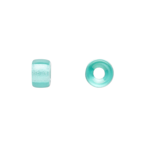 Bead, Czech pressed glass, light aqua, 9x6mm crow. Sold per 15-1/2" to 16" strand, approximately 70 beads. image number 0