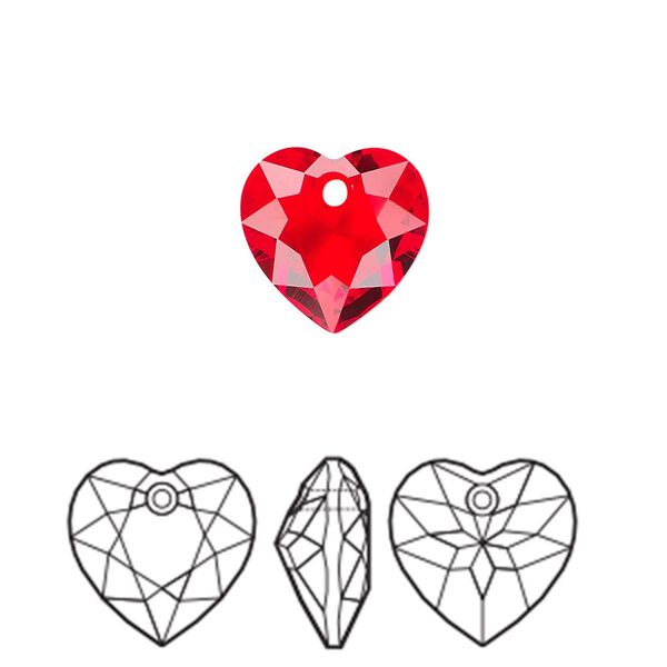 Drop 48pk light Siam, Swarovski® 10.5mm pendant heart cut 6432 image number 0