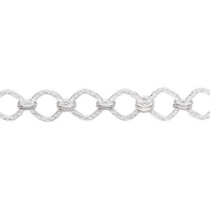 Chain 1pkg1 sterling silver long & short, 7.5mm knurled square, 5 foot unfinished