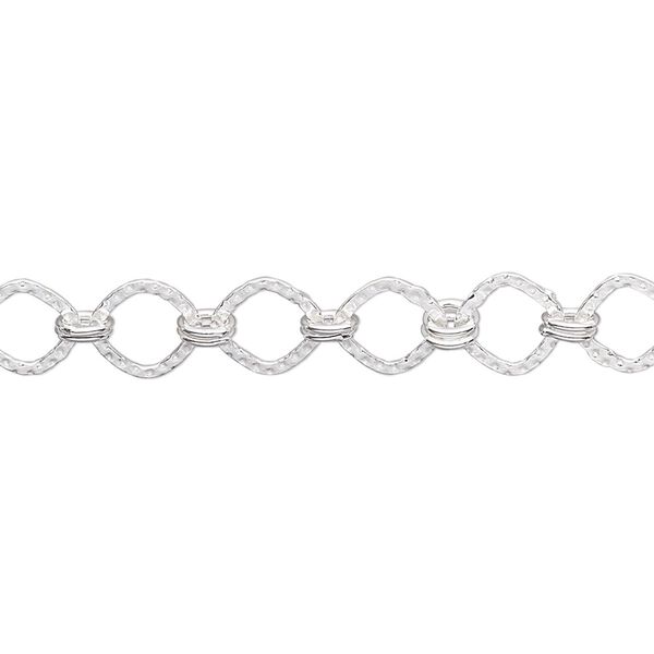 Chain, sterling silver, 7.5mm long and short knurled square. Sold per pkg of 5 feet. image number 0