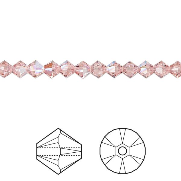 Bead 48pk light rose shimmer, Crystal Passions® 4mm bicone 5328 image number 0