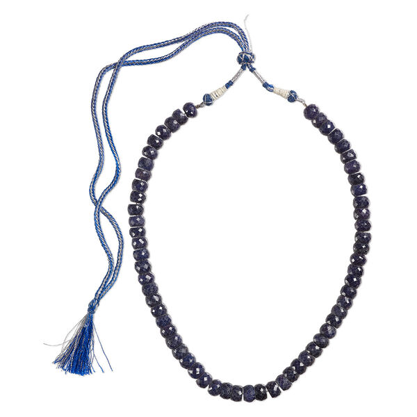 Blue sapphire 1pkg1, hand-cut faceted rondelle bead 15.5-16 inch 9x6mm-11x9mm image number 0