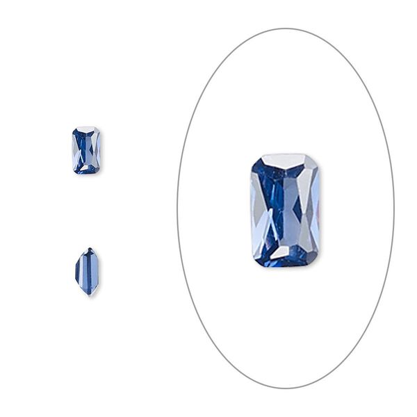 Gem, cubic zirconia, spinel blue, 5x3mm faceted emerald-cut, Mohs hardness 8-1/2. Sold per pkg of 5. image number 0