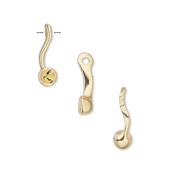 Drop, Almost Instant Jewelry®, gold-finished "pewter" (zinc-based alloy), 16x5mm curved with PP24 setting. Sold individually. image number 0