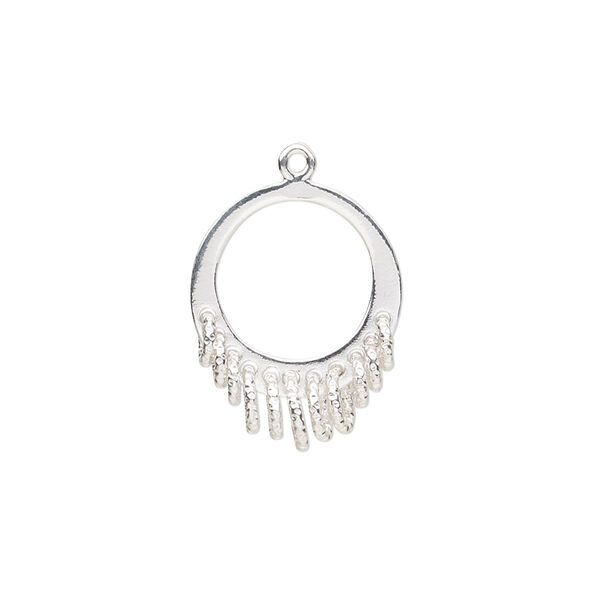 Drop, sterling silver, 20x15.5mm single-sided open round with 11 diamond-cut closed loops. Sold individually. image number 0