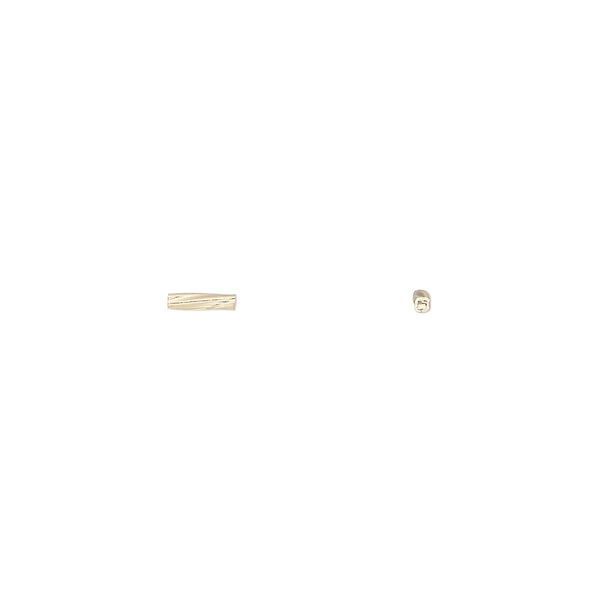 Bead, gold-finished brass, 5x1mm liquid twisted tube. Sold per 1-ounce pkg, approximately 1,000 beads. image number 0