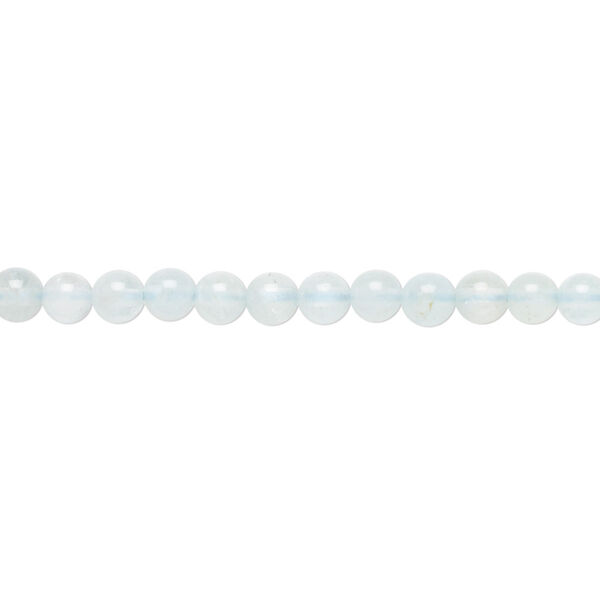 Bead, aquamarine (heated), 4mm round, C grade, Mohs hardness 7-1/2 to 8. Sold per 15-1/2" to 16" strand. image number 0