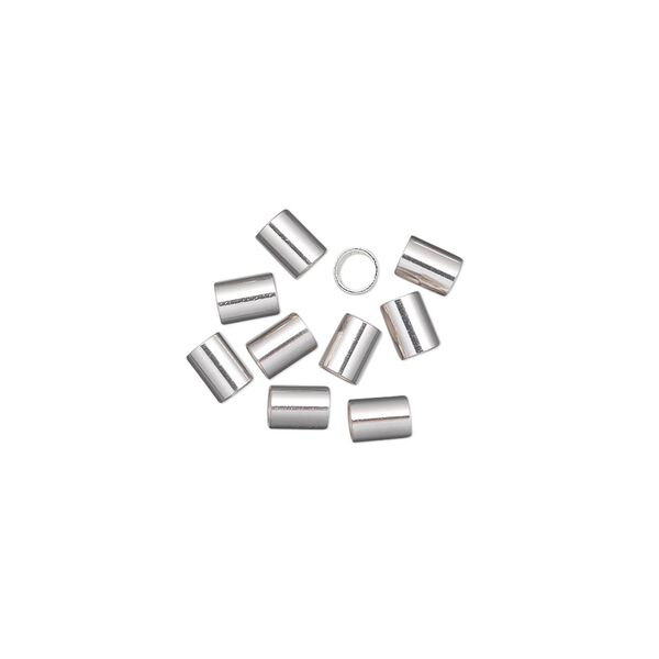 Crimp, sterling silver, 4x3mm cut tube, 2.5mm inside diameter. Sold per pkg of 10. image number 0