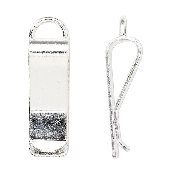 Bookmark clip, silver-plated brass, 30x10mm with loop. Sold per pkg of 10. image number 0