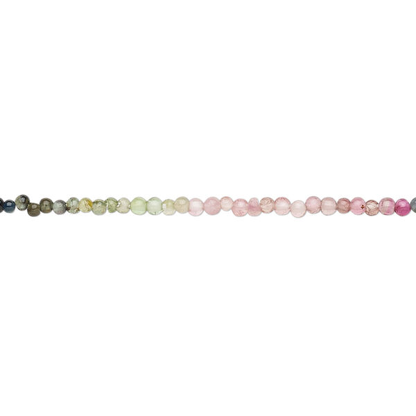 Multi-tourmaline 1pkg1, hand-cut round bead natural 12 inch 1-2mm image number 0