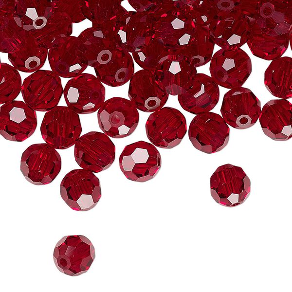 Bead 288pk Siam, Preciosa Czech crystal 6mm round image number 0
