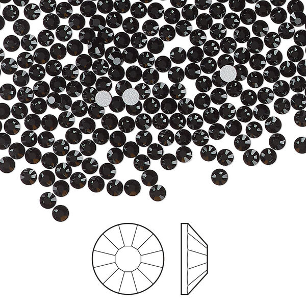 Flat back 144pk jet foil back, Preciosa Viva 12® Czech crystal rhinestone 2.3-2.5mm chaton rose round SS8 image number 0
