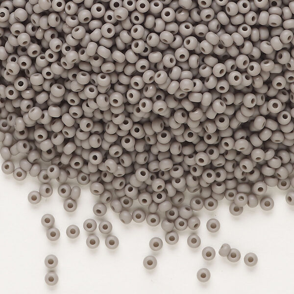 Seed bead, Preciosa Ornela Czech glass, pkg/50g, #11 rocaille, opaque matte grey, (43020). image number 0