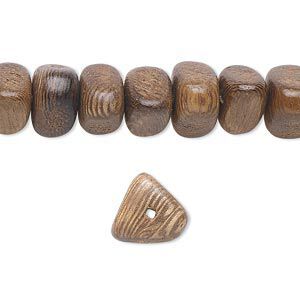Bead, wood (coated), 10x10x9mm triangle. Sold per 15-1/2" to 16" strand.
