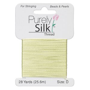 Thread, Purely Silk™, light green, size D. Sold per 28-yard card.