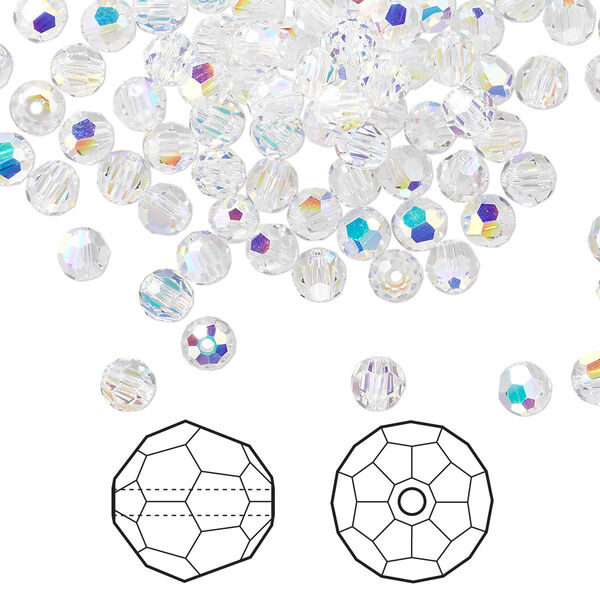 Bead 144pk crystal AB, Crystal Passions® 4mm round 5000 image number 0