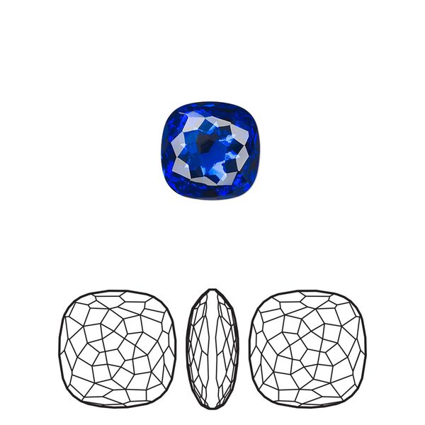 Fancy stone 2pk majestic blue foil back, Crystal Passions® 10mm thin cushion 4483 image number 0